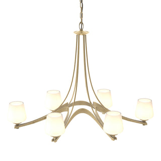 Buy modern-brass-with-opal-glass-gg-glass-and-white-shade Ribbon Chandelier by Hubbardton Forge