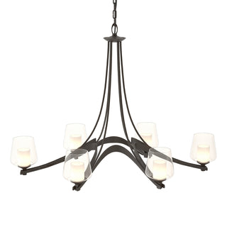 Buy oil-rubbed-bronze-with-clear-glass-with-opal-diffuser-zu-glass-and-clear-shade Ribbon Chandelier by Hubbardton Forge
