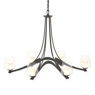 Buy natural-iron-with-clear-glass-with-opal-diffuser-zu-glass-and-clear-shade Ribbon Chandelier by Hubbardton Forge