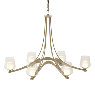 Buy soft-gold-with-clear-glass-with-opal-diffuser-zu-glass-and-clear-shade Ribbon Chandelier by Hubbardton Forge