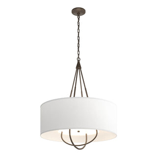 Buy bronze-with-natural-anna-shade-sf-glass-and-white-shade Loop Pendant by Hubbardton Forge