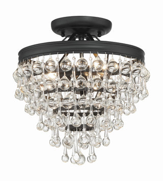 Buy matte-black-with-glass-drops-glass-and-clear-shade Calypso Outdoor (Damp) Semi Flush Mount Light by Crystorama