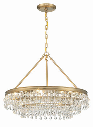 Buy vibrant-gold-with-glass-drops-glass-and-clear-shade Calypso Outdoor (Damp) Chandelier by Crystorama