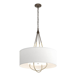 Buy bronze-with-natural-anna-shade-sf-glass-and-natural-cream-shade Loop Pendant by Hubbardton Forge