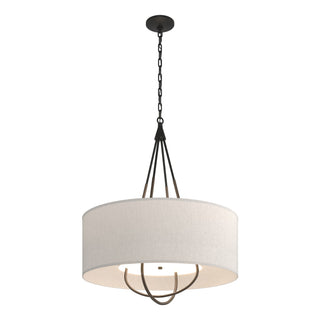 Buy black-with-flax-shade-se-glass-and-white-shade Loop Pendant by Hubbardton Forge