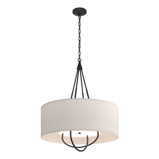 Buy black-with-flax-shade-se-glass-and-natural-cream-shade Loop Pendant by Hubbardton Forge