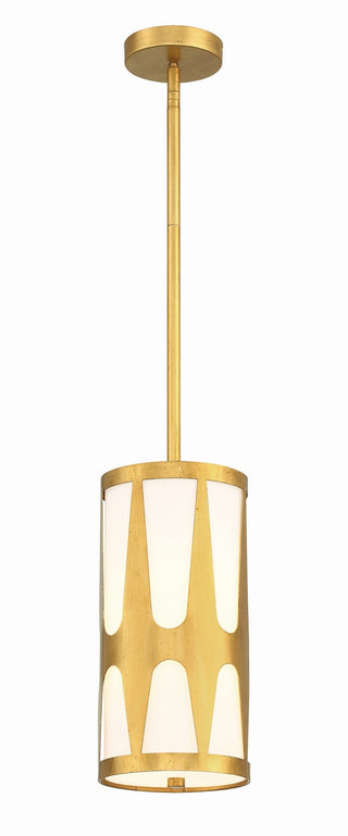 Buy antique-gold-with-glass-glass-and-white-shade Royston Pendant by Crystorama
