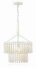 Matte White with Wood Drops Glass and Woven/Natural Shade
