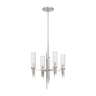 Buy polished-nickel-ribbed-glass-and-clear-shade Torres Chandelier by Alora