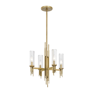 Buy ribbed-glass-vintage-brass-and-clear-shade Torres Chandelier by Alora