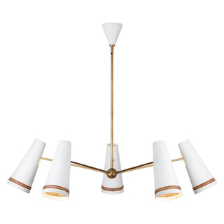 Buy matte-white-hazelnut-leather Brickell Chandelier by Alora