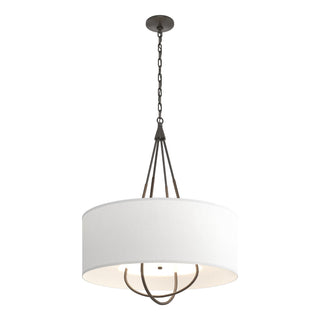 Buy oil-rubbed-bronze-with-natural-anna-shade-sf-glass-and-white-shade Loop Pendant by Hubbardton Forge