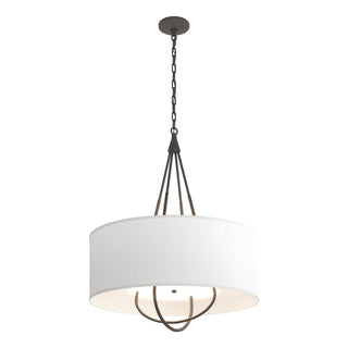 Buy natural-iron-with-natural-anna-shade-sf-glass-and-white-shade Loop Pendant by Hubbardton Forge
