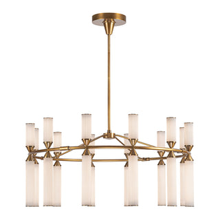 Buy vintage-brass-frosted-ribbed-glass Edwin Chandelier by Alora