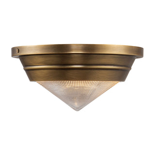 Buy vintage-brass-prismatic-glass-and-clear-textured-shade Willard Flush Mount Ceiling Light by Alora