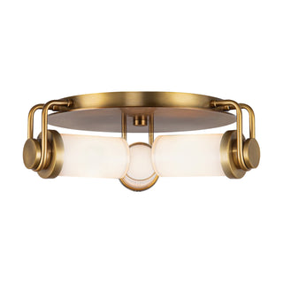 Buy vintage-brass-glossy-opal-with-glossy-opal-glass-glass-and-white-shade Wynwood Flush Mount Ceiling Light by Alora