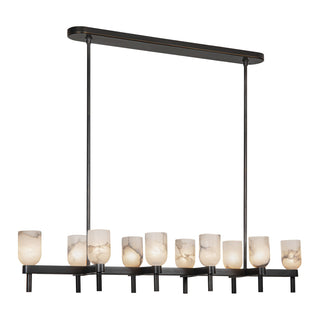 Buy urban-bronze-alabaster-with-clear-crystal-glass Lucian Linear Pendant by Alora