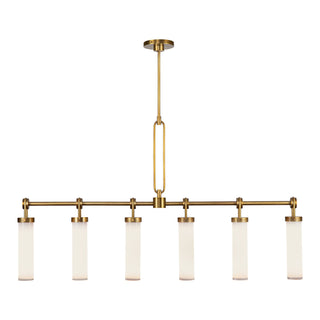 Buy vintage-brass-glossy-opal-with-glossy-opal-glass-glass-and-white-shade Wynwood Linear Pendant by Alora