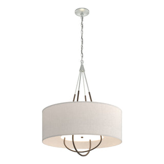 Buy vintage-platinum-with-flax-shade-se-glass-and-white-shade Loop Pendant by Hubbardton Forge