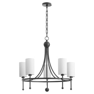 Buy matte-black-with-white-glass Lee Boulevard Outdoor (Damp) Chandelier by Quorum
