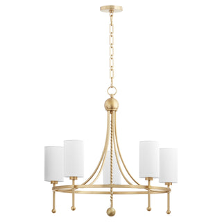 Buy aged-brass-with-white-glass Lee Boulevard Outdoor (Damp) Chandelier by Quorum