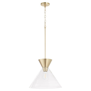 Buy aged-brass-w-clear-glass Beldar Outdoor (Damp) Pendant by Quorum
