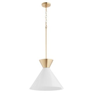 Buy aged-brass-w-gloss-opal Beldar Outdoor (Damp) Pendant by Quorum