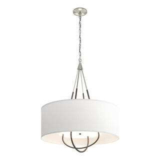 Buy sterling-with-natural-anna-shade-sf-glass-and-white-shade Loop Pendant by Hubbardton Forge