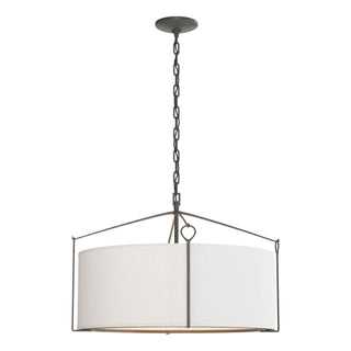 Buy natural-iron-with-natural-anna-shade-sf-glass-and-white-shade Bow Pendant by Hubbardton Forge