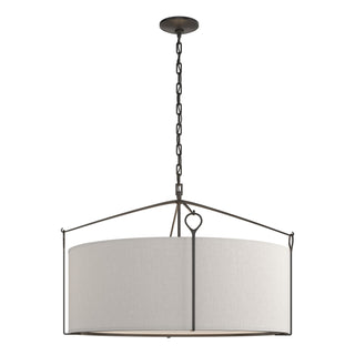 Buy black-with-flax-shade-se-glass-and-white-shade Bow Pendant by Hubbardton Forge