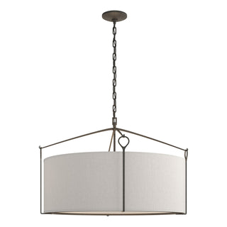 Buy natural-iron-with-flax-shade-se-glass-and-white-shade Bow Pendant by Hubbardton Forge