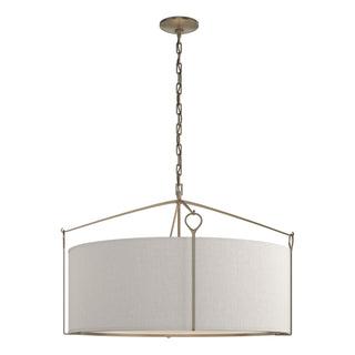 Buy soft-gold-with-flax-shade-se-glass-and-white-shade Bow Pendant by Hubbardton Forge