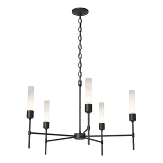 Buy black-with-frosted-glass-fd-glass-and-white-shade Vela Chandelier by Hubbardton Forge