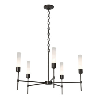 Buy oil-rubbed-bronze-with-frosted-glass-fd-glass-and-white-shade Vela Chandelier by Hubbardton Forge