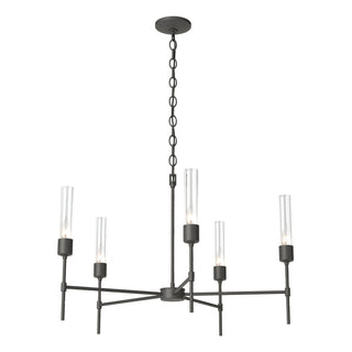 Buy natural-iron-with-clear-glass-zm-glass-and-clear-shade Vela Chandelier by Hubbardton Forge