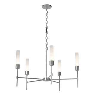 Buy vintage-platinum-with-frosted-glass-fd-glass-and-white-shade Vela Chandelier by Hubbardton Forge