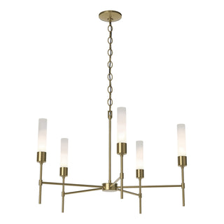 Buy modern-brass-with-frosted-glass-fd-glass-and-white-shade Vela Chandelier by Hubbardton Forge