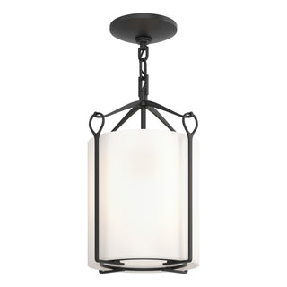 Buy black-with-opal-glass-gg-glass-and-white-shade Bow Semi Flush Mount Light by Hubbardton Forge