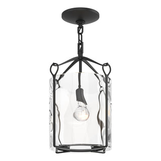 Buy black-with-water-glass-ll-glass-and-clear-textured-shade Bow Semi Flush Mount Light by Hubbardton Forge