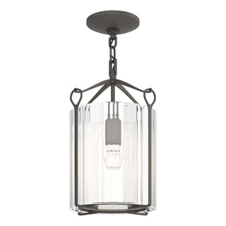 Buy natural-iron-with-clear-glass-zm-glass-and-clear-textured-shade Bow Semi Flush Mount Light by Hubbardton Forge