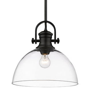 Buy matte-black-with-clear-glass-glass-and-clear-shade Hines Pendant by Golden