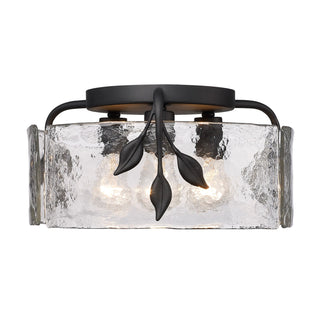 Buy natural-black-with-hammered-water-glass-glass-and-clear-textured-shade Calla Flush Mount Ceiling Light by Golden