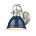Pewter with Navy Blue Glass and Blue Shade