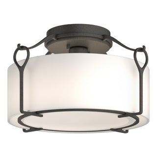 Buy natural-iron-with-opal-glass-gg-glass-and-clear-textured-shade Bow Flush Mount Ceiling Light by Hubbardton Forge