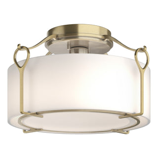 Buy modern-brass-with-opal-glass-gg-glass-and-white-shade Bow Flush Mount Ceiling Light by Hubbardton Forge
