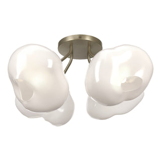 Buy soft-gold-with-frosted-glass-fd-glass-and-white-shade Ume Semi-Flush Mount Ceiling Light by Hubbardton Forge