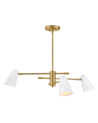 Buy lacquered-brass-and-white-shade Birdie Chandelier by Lark