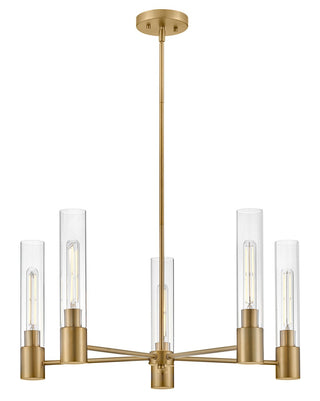 Buy lacquered-brass-with-clear-glass-and-clear-shade Shea Chandelier by Lark