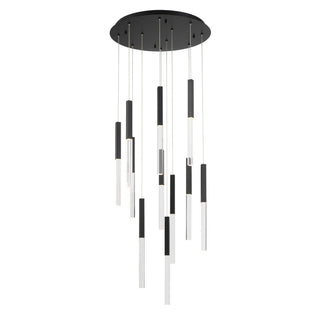 Buy black-with-rectangle-clear-glass-glass-and-clear-shade Benicio Chandelier by Eurofase