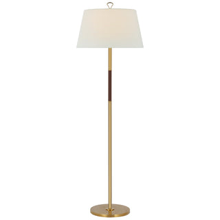 Buy hand-rubbed-antique-brass-and-saddle-leather Griffin Floor Lamp by Visual Comfort Signature